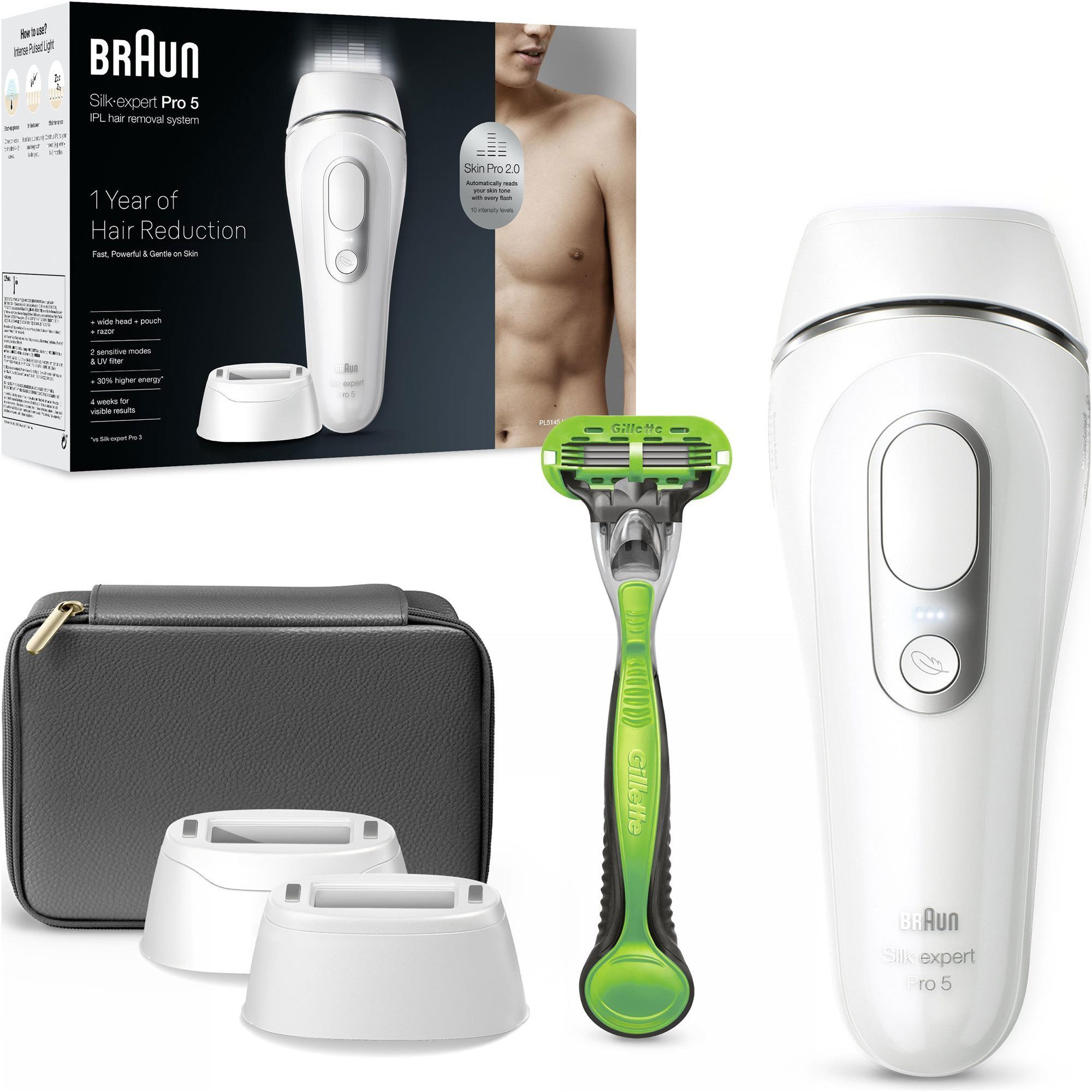 Braun IPL Silk·expert Pro 5 PL5145 + pouzdro a 2 Hlavy - IPL epilátor ...