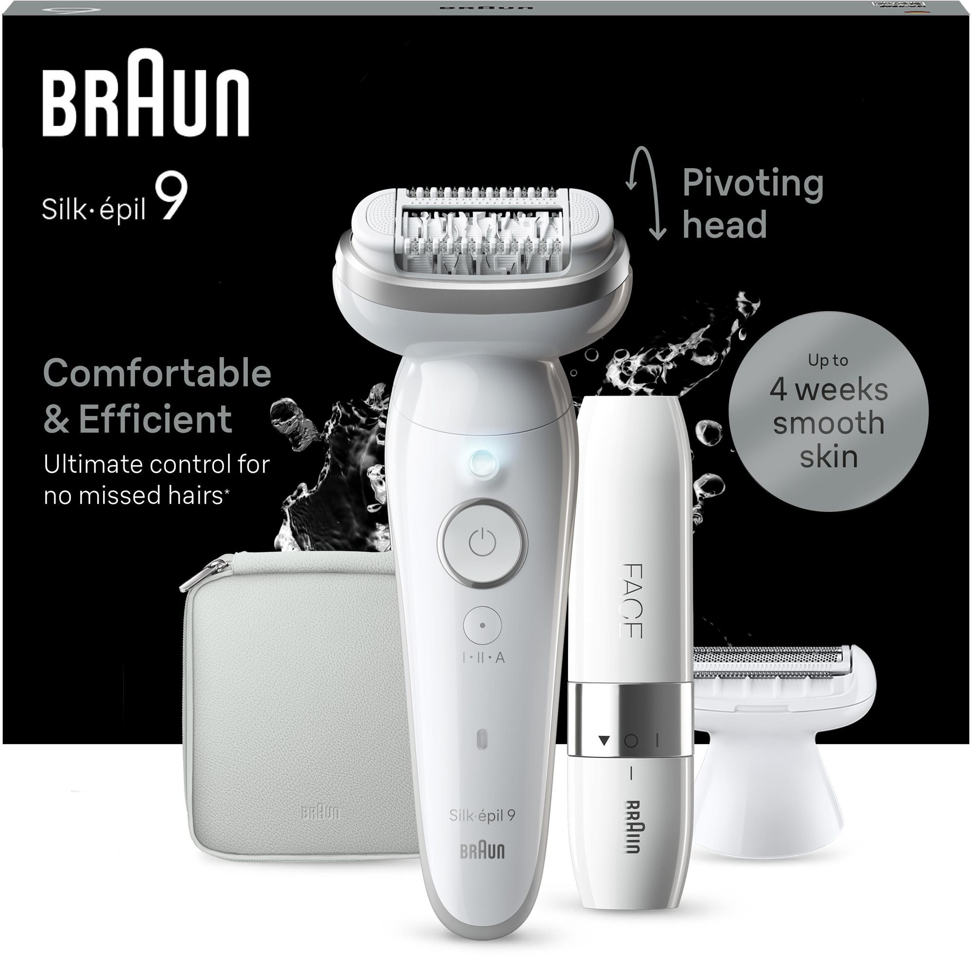 Braun Silk·épil 9 9-341, Fehér/Ezüst + mini szőrtelenítő arcra