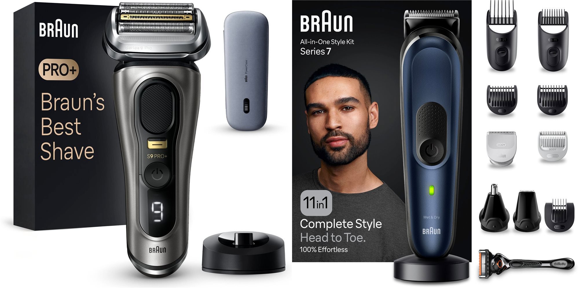Braun Series 9 PRO+ Wet & Dry + Braun 7 MGK7450 multifunkciós trimmer