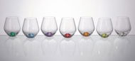 Bohemia Royal Crystal Water glasses 6 pcs 500 ml TORI, coloured bottom - Glass