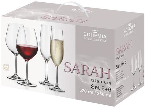 Bohemia Royal Crystal SARAH Satz Wein- und Sektgläser 12 Stück - Glas - Hauptbild