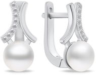 Brilio Silver EA763W s perlou a zirkony (Ag 925/1000, 3,7 g) - Náušnice
