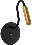 BRILAGI LED Flexible wall lamp with USB port MAYA LED/3W/230V black/gold - Wall Lamp