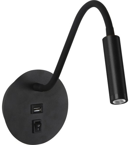 BRILAGI LED Flexible wall lamp with USB port MAYA LED/3W/230V black - Wall Lamp - Main image