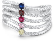 Brilio Silver Five-row silver ring with coloured cubic zirconia RI129W 50 mm (Ag925/1000, 2,57 g) - Ring