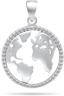 Brilio Silver Silver pendant with clear cubic zirconia World map PT96W (Ag925/1000, 3,1 g) - Charm
