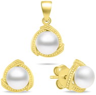 Brilio Silver Gold plated set of jewellery with genuine pearls SET268Y (Ag925/1000, 3,04 g) - Set