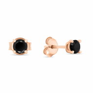 Brilio Silver Gold-plated stud earrings with black zircons EA580RBC 0,6 cm (Ag925/1000, 0,87 g) - Earrings