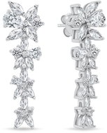 Brilio Silver Silver dangle earrings with clear cubic zirconia Flowers EA1159W (Ag925/1000, 6,58 g) - Earrings