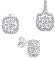 Brilio Silver jewellery set with cubic zirconia SET217W (Ag 925/1000, 2,03 g) - Jewellery Gift Set