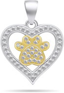 Brilio Silver Beautiful bicolour pendant with cubic zirconia Heart with paw PT107WY (Ag 925/1000, 2, - Charm