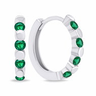 Brilio Silver Stylish silver rings with green cubic zirconia EA676WG (Ag 925/1000, 2 g) - Earrings