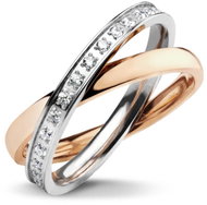 BRUNO Pohyblivý prsten Twist s kamínky Rose Gold vel. 5 (EU 49-51) - Ring