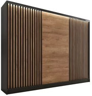 BROMARKT Insular 3D 250 wardrobe without mirror, with 4 drawers and 2 hanging rails, matt black/lefk - Wardrobe