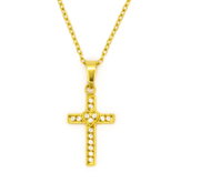 BRUNO Necklace Cross with rhinestones gold - Necklace