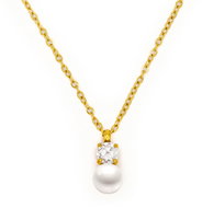 BRUNO Necklace Pearl with rhinestone gold - Necklace