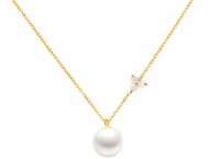 BRUNO Pearl necklace with rhinestones gold - Necklace