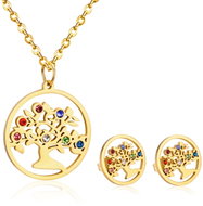 BRUNO Souprava Strom Života Gold s kamínky - Jewellery Gift Set