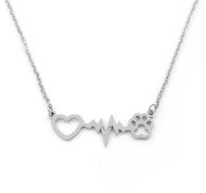 Bruno ECG curve and paw - Necklace