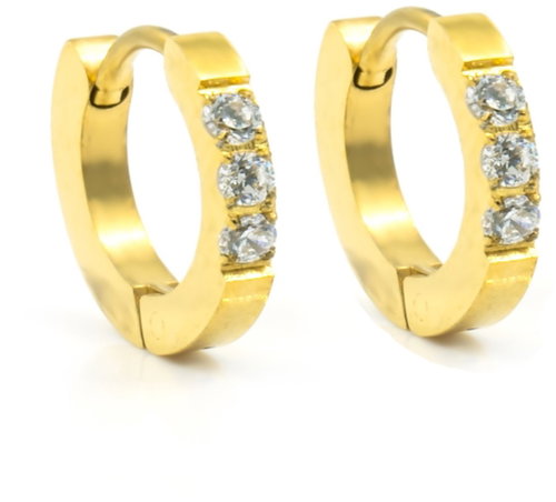 Bruno Earrings rings with rhinestones, gold - Earrings - Main image