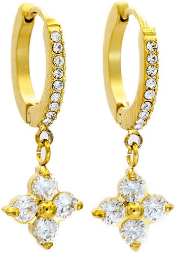 Bruno dangle earrings STAR with rhinestones gold - Earrings - Main image