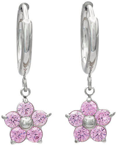 Bruno dangle earrings FLOWER with rhinestones pink - Earrings - Main image