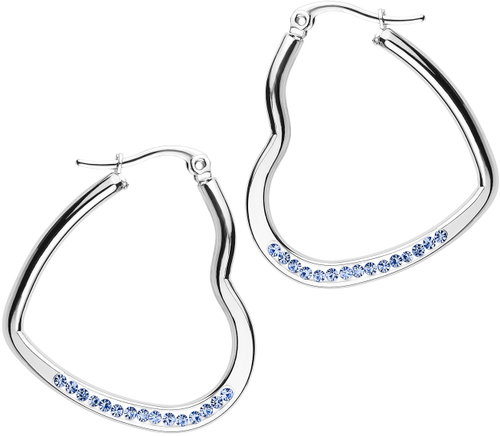 Bruno Hanging earrings HEART with rhinestones blue - Earrings - Main image