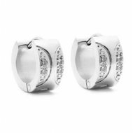 BRUNO hoop earrings with stones, width 0.7cm - Earrings