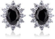 BRUNO Silver Flower earrings, black (Ag 925/1000, 1.5g) - Earrings