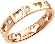 BRUNO Prsten Srdce s kamínky Rose Gold vel. 5 (EU 49-51) - Ring