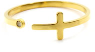 BRUNO Prsten Křížek Gold s kamínkem vel. 9 (EU 59-61) - Ring