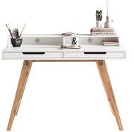 BRÜXXI Helen 110 cm, biely/dub - Písací stôl