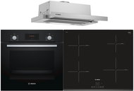 BOSCH HBF153EB0 + BOSCH PUE631BB1E + BOSCH DFT63AC50 - Oven, Cooktop & Kitchen Hood Set