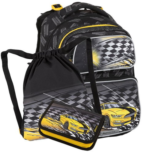 BAGMASTER DOPI 23 C small school set for first graders - yellow car - School Set - Main image