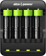 AlzaPower AP410B USB akkumulátortöltő + Újratölthető HR6 (AA) 2500 mAh 4db - Elem töltő