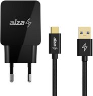AlzaPower Q100 Quick Charge 3.0 + AluCore USB-C 3.2 Gen 1, 1m fekete - Töltő adapter