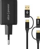 AlzaPower A133 Fast Charge 33W - fekete + MultiCore 4in1 USB, 1m - fekete - Szett