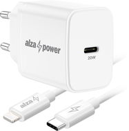 AlzaPower A110C Fast Charge 20W bílá + Core Lightning MFi 1m bílý - Nabíječka do sítě
