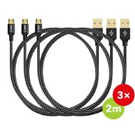 AlzaPower ReversibleCore Micro USB 2m Black 3-pack - Data Cable