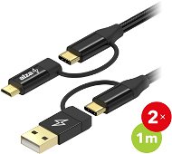 AlzaPower MultiCore 4 in 1 USB 1 m Black 2 ks - Dátový kábel