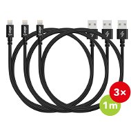 AlzaPower AluCore Lightning MFi 1m Black 3-pack - Data Cable