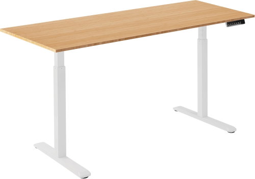 AlzaErgo Table ET2 white + board 160×80 cm bamboo - Height Adjustable Desk - Main image