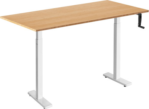 AlzaErgo Table ET3 Essential white + 120×80 cm bamboo top - Height Adjustable Desk - Main image