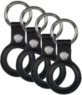AlzaGuard Leather Keychain für Airtag 4 ks schwarz - AirTag Schlüsselanhänger