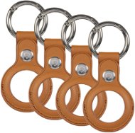AlzaGuard Leather Keychain for Airtag 4 pieces Brown - AirTag Key Ring
