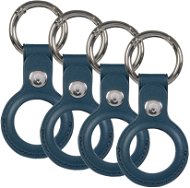 AlzaGuard Leather Keychain pre Airtag 4 ks modrá - AirTag kľúčenka