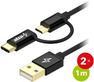 AlzaPower MultiCore Micro USB + USB-C 1 m Black 2 ks - Dátový kábel