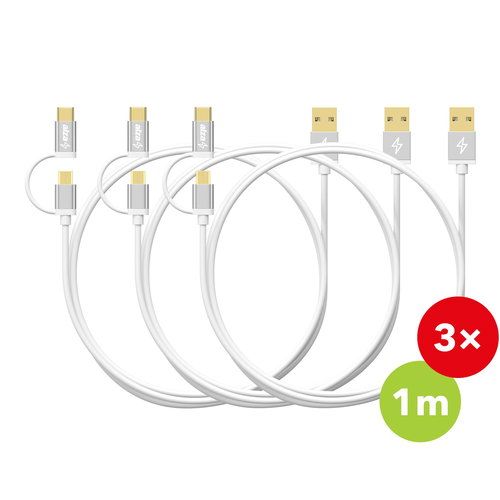 AlzaPower MultiCore Micro USB + USB-C 1m silver (3pcs) - Data Cable - Main image