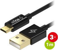 AlzaPower Core Micro USB 1 m Black 3 ks - Dátový kábel