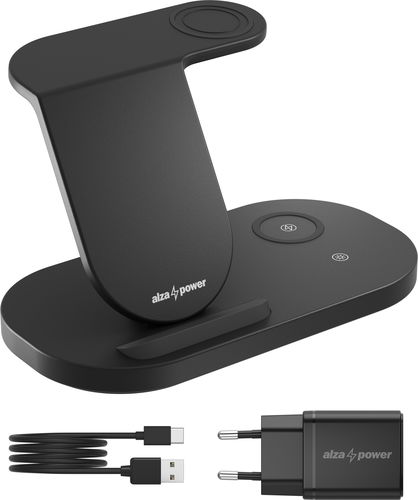 AlzaPower WSC100BB 3in1 Wireless Charger für Samsung + Ladegerät 20W schwarz - Kabelloses Ladegerät - Hauptbild